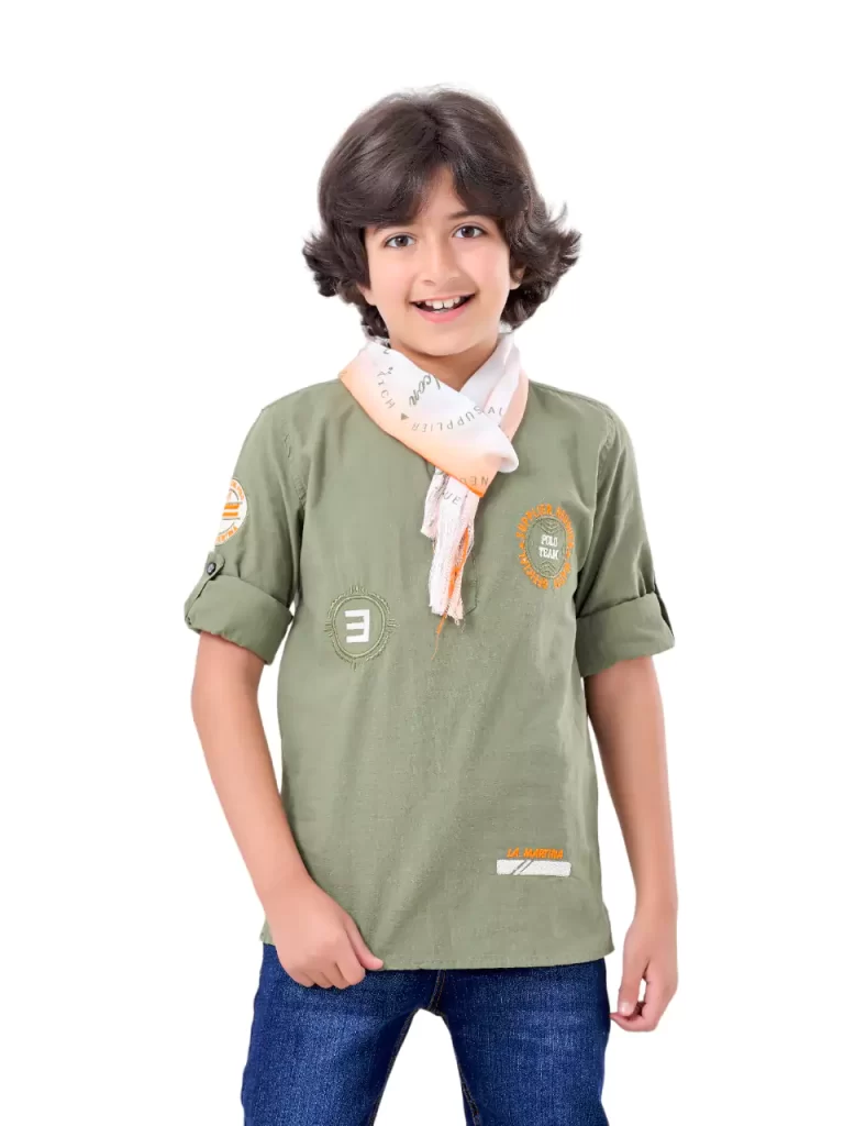 شیمیز لون زيتي + سكارف