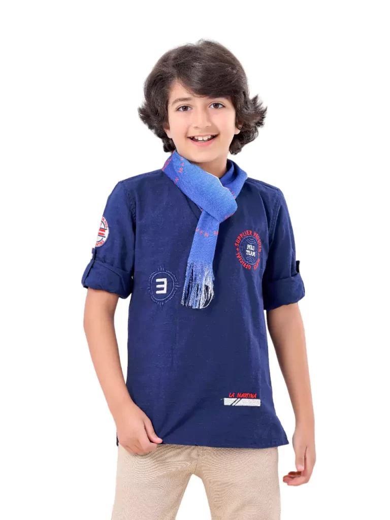 شیمیز لون كحلي + سكارف